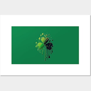 Minimalistic splash design of Saint Patrick's day shamrock leaf Posters and Art